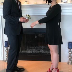 Little black dress with tie back
